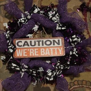 Purple Halloween Wreath with Ghosts